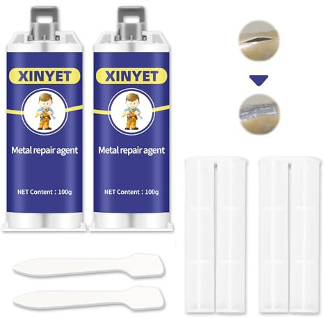Xinyet Metal Repair Glue, Metal Repair Paste, 100gA+B Pasta per Riparazioni Metalliche, Magic Welding Glue, Colla per Saldare i Metalli (2PCS)