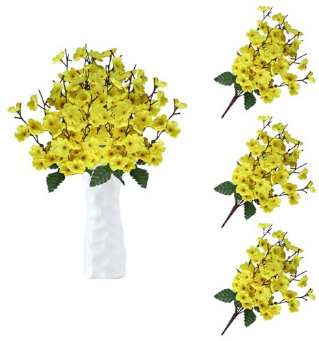 astylishome Fake Flowers Künstliche Zweige Blumen 40cm Gefälschte Kunstblumen Bulk Frühling Pflanzen Bündel mit Lange Stiele für Hochzeit Party Tisch Vase Dekor 0308