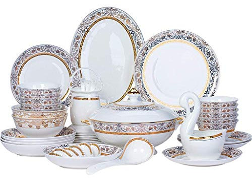 BGFYUSF Assiettes à dîner， Service de Table Haut de Gamme， Service de Table， 48 pièces d'assiettes et de Bols Haut de Gamme – Service de Table de Luxe en céramique，