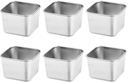 Ramekins Set of 6, 200ML/7oz Stainless Steel Dipping Bowls Sauce Cups Ramekins Soufflé Dishes Baking Dish Sauce Dish Appetizer Plates - Silver