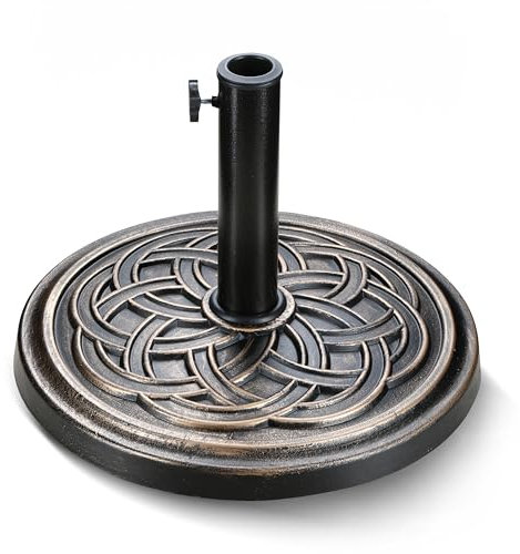HealSmart Portaombrelli Rotondo da Esterno con Base Resistente, 10,9 kg, per Patio, terrazza, Bordo Piscina, Bronzo retrò
