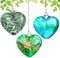 3Pcs Hand Blown Glass Heart Ornaments Christmas Hanging Heart Shaped Hanging Ornaments Handmade Friendship Heart Garden Ornaments Outdoor Decoration (3.9in)