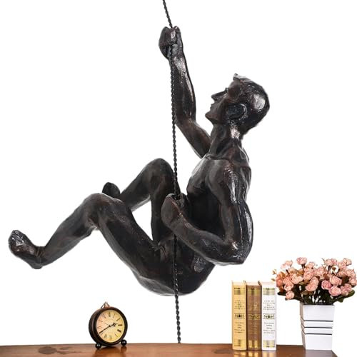 Xujuika Kletternde Männer Kletter Figuren Deko, Klettern Männer Wand Deco, Kletterfigur Am Seil Aus Harz, Klettermann Wandskulptur, Kletterfiguren Deko Für Kunstdekoration, Einzigartige Geschenke