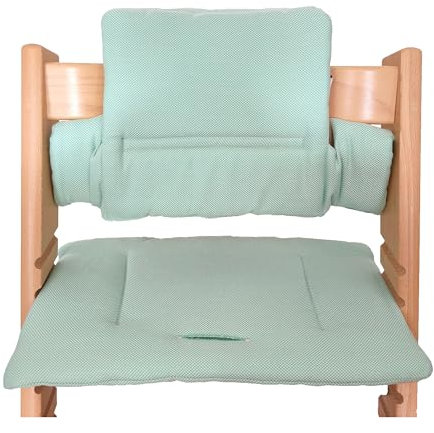 Kadem® Sitzkissen 100% Bio Baumwolle | Classic Kissen Sitzbezug Hochstuhlauflage | 2-teilig passend für Stokke Tripp Trapp Kinderhochstuhl | maschinenwaschbar einfache schnelle Befestigung | Mint