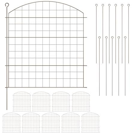 Relaxdays Valla Estanque, Paneles Exteriores, Reja Jardín Metálica, 78 x 75 cm, Set Verja Arqueada, Piscina, Acero, Marrón, Pack de 10