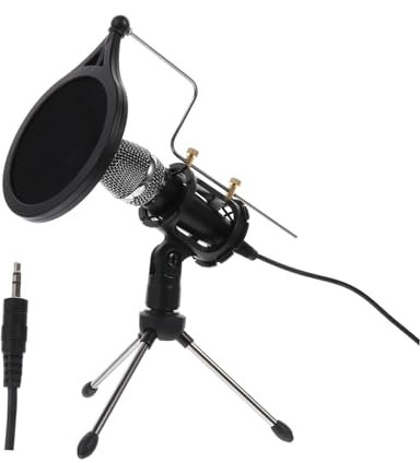 Vaguelly 1 Ensemble Ensemble De Microphones Rester Podcast sur Scène Revers Appels Pied De Micro De Bureau Microphone pour L'enregistrement De Musique Vocal Prise Micro Abdos Black