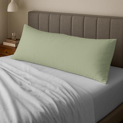 Pizuna Cotton Light Sage Body Pillow Cover 1 Piece Only | 400 Thread Count 100% Long Staple Cotton Body Pillow Case 52x140 cm Sateen Body Pillowcase