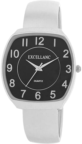 Excellanc Damen-Spangenuhr Metallarmband Armreif lesbare Ziffern eckiges Gehäuse Länge 15 cm Quarz-Armbanduhr Geschenkidee für Frauen