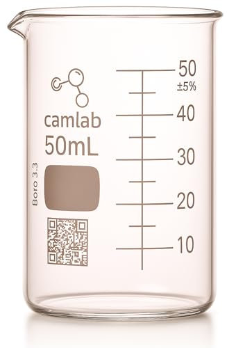 Camlab Graduated 3,3 Borosilicate Glass Low Form Beaker, With Spout, Griffin Beaker, Chemically Resistant and Heat Resistant, 100ml Glass Beaker, Pack of 1