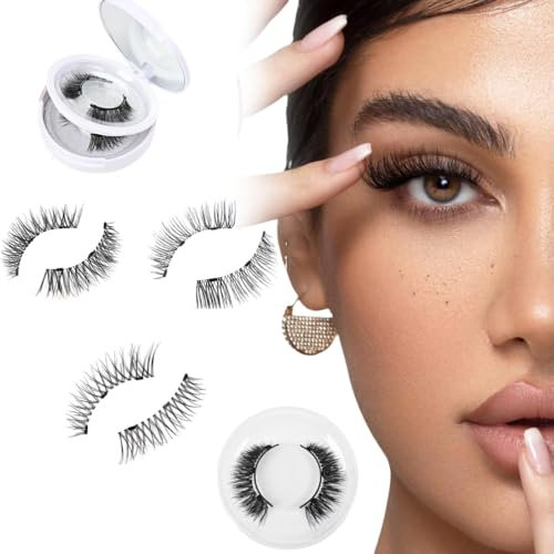 Magnetic Eyelashes Kit,3 Pairs No Glue False Lashes, Reusable & Natural Magnetic Lashes, Effortless Beauty for Beginners & Pros(No Applicator)