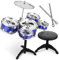 iplusmile Kinderschlagzeug Set Für Anfänger Junge Mädchen Drum Set Mit Hocker Geeignet Für Jungen Und Mädchen Fördert Kreativität Und Rhythmusgefühl Spielzeug Für Musikliebhaber