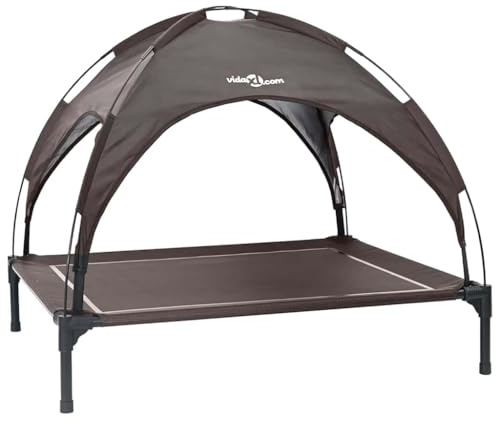 vidaXL Hundebett 90 x 81 x 80,5 cm Stahl Braun | Sorgt für gute Luftzirkulation mit haustierfreundlichem Polyesterstoff, Macht es für Haustiere einfacher,