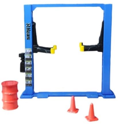 perfeclan 1/64 Diorama Garage Zeug Miniatur 4 Teile/satz Architektur Modell – Inkl. Hebebühne, Ölfass & Verkehrskegel – Für Modellbau & Fotografie – Ideal für Auto-Dioramen​, Blauer Farbaufheller