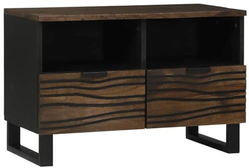 vidaXL TV Cabinet with Drawer Brown 70 x 33 x 46 cm Solid mango wood, Living Room Storage, Rectangular Rustic Tv Cabinet, Durable Media Center, Home Furniture Organizer, Entertainment Unit