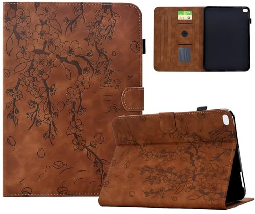 Coque pour iPad 6ème Génération 2018 / iPad 5ème Génération 2017 9.7 Pouces, Fleurs de Cerisier Rétro Case Étui Housse de Protection avec Support, Anti-Chocs, Fin - Marron