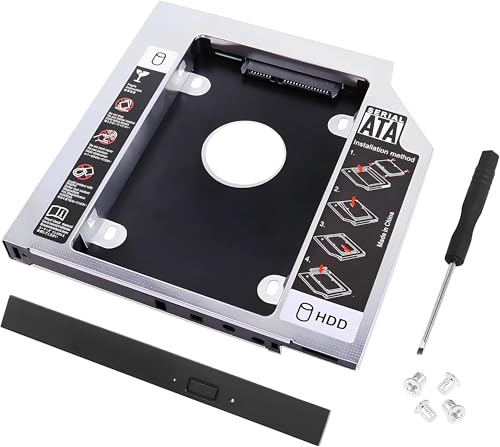 AYMBH DM DW127 12,7 mm SATA 3.0 HDD SSD Caddy Adapter für Laptop Optical Drive Bay - 2,5 Zoll Festplattengehäuse, DVD Ersatzgehäuse kompatibel mit Acer, Asus, Dell, HP, Lenovo, Toshiba, Sony