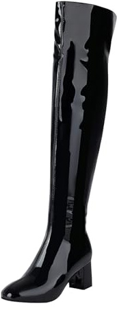 stivali lunghi donna Stivali Donna Invernali Alti Sopra il Ginocchio per Donna Stivaletto Invernali Eleganti a Punta con Tacco Basso Largo e Chiusura Laterale cult Stivaletto nero 40