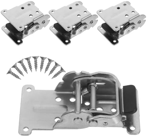 Warmhm Charnière Pliante Autobloquante Argenté en Acier Inoxydable, Support Rabattable 4 Pièces, Installation Facile pour Lits et Établis