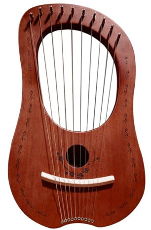 Arpa di lira a dieci corde - Strumento portatile portatile portatile di | alta qualità con corde in acciaio metallico, strumento folk musicale a corda compatta | Mús