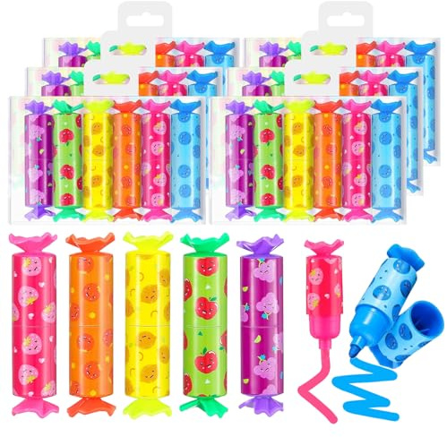 ZUPAPJO Textmarker Mini, 36 Stück Bonbon Textliner Stifte für Kinder Schüler-6 Farben, Lustige Schreibwaren, Süße Kawaii Highlighter Marker für Geschenke Party Geburtstag Schule Mitgebsel-Füllungen