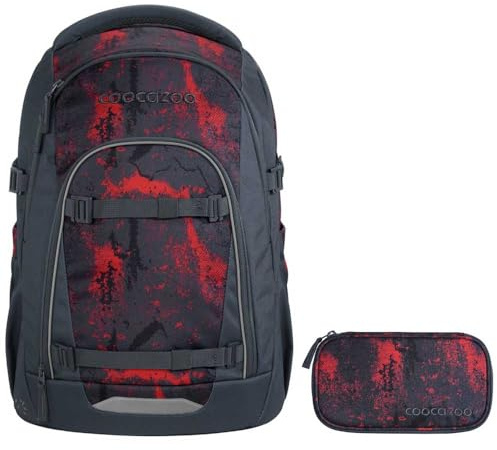 coocazoo MATE Schulrucksack-Set 2tlg inkl. Schlamperbox (Broken Black)