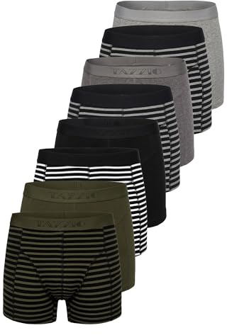 Tazzio Herren Boxershorts BS1000 – 8er Pack Basic Unterhosen Baumwolle – Bequeme Retroshorts mit Komfortbund | Atmungsaktive Männer Unterwäsche