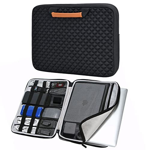iCozzier 13-13.3 Zoll Laptoptasche mit Handgriff und Diamand-Stil/Tasche für Elektronisches Handtasche für 13 Zoll Ultrabook/Notebook/MacBook –Schwarz