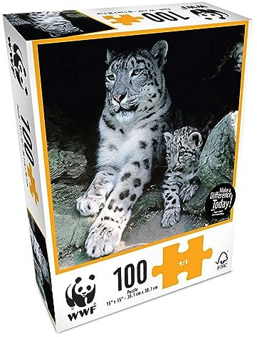 Ambassador World Wildlife Fund 7230206 Schneeleoparden, 100 Teile Puzzle für Kinder und Erwachsene ab 5 Jahren, WWF, Tierpuzzle