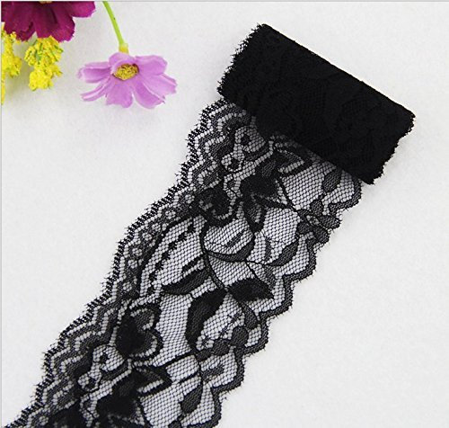 Yulakes 10 Yards Vintage Spitzenbordüre 5.5cm Breite, Spitzenbordüre Spitzenborte Spitzenband ，Dekorband, Handwerk, Schleifband (schwarz)
