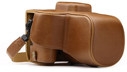 MegaGear MG1305 Ever Ready Leather Camera Case compatible with Canon EOS 250D, 200D (18-55mm) - Light Brown