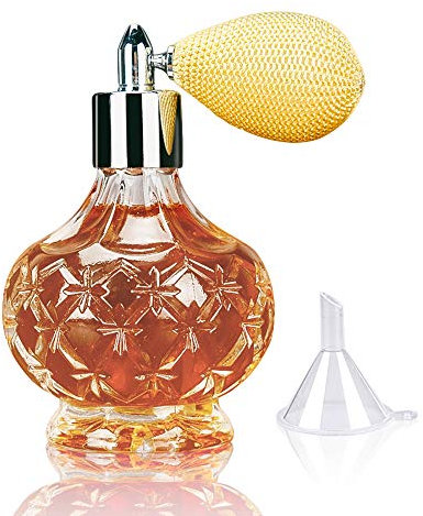 LINALL Perfume Atomizer Spray Bottle - 3.4oz Glass Refillable Bottle with Air Bulb Professional Classic Sprayer for Cocktail Great for Bartender Home Bar