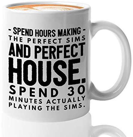 Sims Joke Kaffeetasse 325 ml lustige Keramik-Tasse – Einzigartige Zitat-Geschenkidee für Gamer, Weihnachten, Geburtstag, Weihnachten, Jahrestag, Jungen, Kinder, Whi