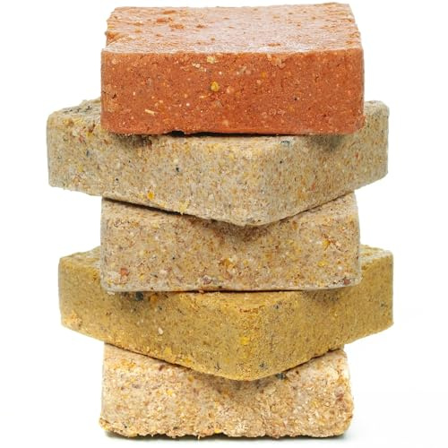 BusyBeaks Suet Fat Blocks | Premium Grade Garden Wild Bird Food | Enhanced Formula | Naturally Blended High in Energy & Protein-Rich Feed | Full of Nutritious Fat Fibre & Moisture (Mixed, 5)