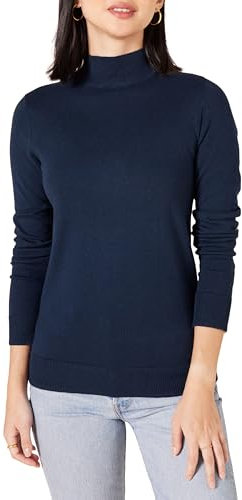 Amazon Essentials Women's Lightweight Mockneck Jumper (Available in Plus Size), Navy, M