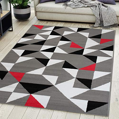 Carpeto Rugs Teppich Wohnzimmer Kurzflor Grau Modern Geometrisch Muster Öko-Tex 200 x 300 cm
