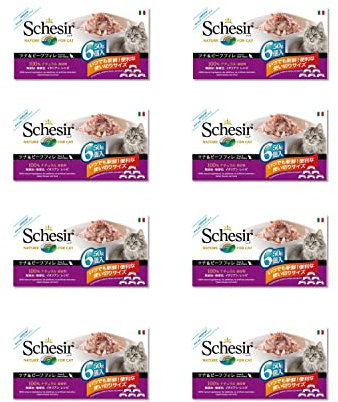 Schesir Cat Jelly Thunfisch mit Rind, Katzenfutter nass in Gelee, 8 x 6 Dosen x 50 g