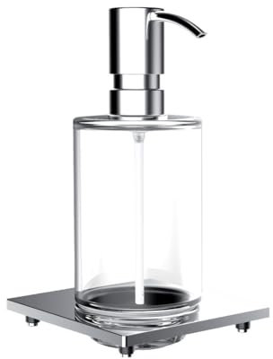 Emco Liaison Flüssigseifenspender für Reling, Kristallglas klar, Dosierpumpe Metall, ca. 240 ml, Chrom - 182100105