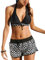 heekpek Bikini Femme 2 Pièces Dos Nu Maillots de Bain Sport Shorty Bikini Imprimé Taille Haute Bikini Grande Taille, Noir, L