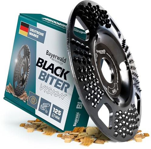 BayerwaldBlack Biter Vision – disco per raspa, levigatura rapida e grossolana di legno e materiali in legno, per smerigliatrice angolare (Ø 100 mm x 22,2 mm)