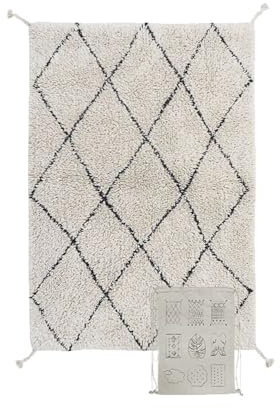 Lorena Canals - Waschbarer Teppich für das Kinderzimmer. Kollektion Mini Bereber in Naturfarbe und Schwarz - handgefertigt mit natürlicher Baumwolle und ökologischen Farbstoffen - Größe: 70x100 cm