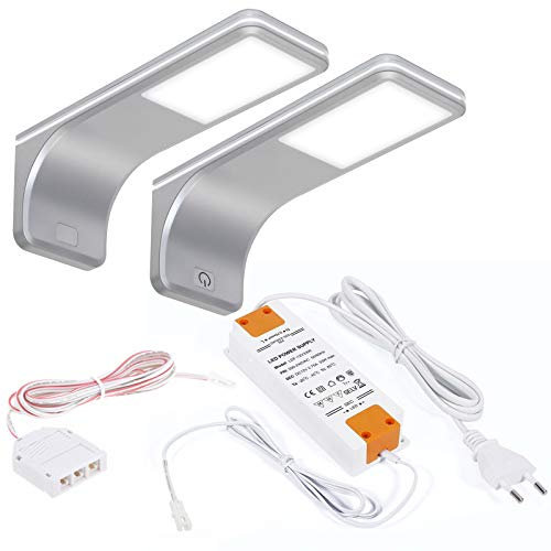 SOTECH 2er SET JUNKER Lighting LED Unterbauleuchten VIOLA 4000K neutralweiß (12V 3,5W 160 x 55 x 60,5 mm) inkl. Trafo und Touch Dimmer/Anschlußfertiges Plug & Play Set
