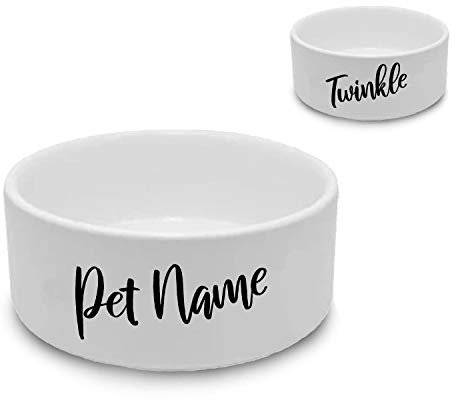 Personalised Cat Bowl with Slanted Name, Personalise with Any Name for Any Feline Friend