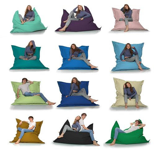 HomeIdeal - Sitzsack 2-in-1 Funktionen Riesensitzsack für Erwachsene & Kinder - Gaming & Entspannen - Indoor & Outdoor da er Wasserfest ist - mit EPS Perlen, Farbe:Marineblau, Größe:140x180 cm