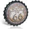 Route 66 Metal Wall Sign TIN Bottle Cap Vintage Shabby Chic Garage