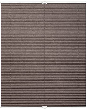 Lichtblick Plissee Klemmfix, ohne Bohren, verspannt, lichtdurchlässig, Blickdicht, Uni, mit eleganter Crushed Optik Taupe,60 cm x 130 cm (B x L)