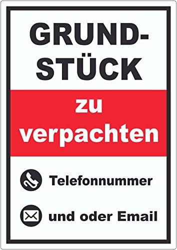Grundstück zu verpachten Aufkleber hochkant A4 (210x297mm)