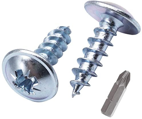 SKIR'CO Lot de 30 vis à bois en acier zingué 6,0 x 16 mm Argent Vis à métaux Tête gaufrette Pozidriv Auto-taraudeuses