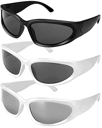 Bestomrogh 3 Stück Wickel-Sport-Sonnenbrille für Herren und Damen, modische Sonnenbrille, Outdoor-Sport-Sonnenbrille, UV400-Schutz, Unisex, Sport zum Autofahren, Golf, Radfahren, Outdoor, Reisen