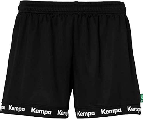 Kempa Wave 26 Shorts Damen Damen Mädchen Kurze Hose Handball Fitness Gym Shorts – Kurze Sporthose mit Kordelzugbund – Damenschnitt, Schwarz, XXL
