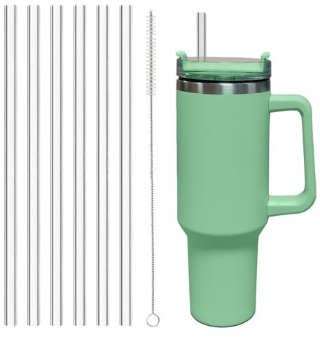 6pcs Replacement Straws for Stanley Adventure Travel Tumbler, Reusable Clear Straws with Cleaning Brush, Compatible with Stanley 40 30oz Stanley Cup Stanley Water Jug BPA-Free